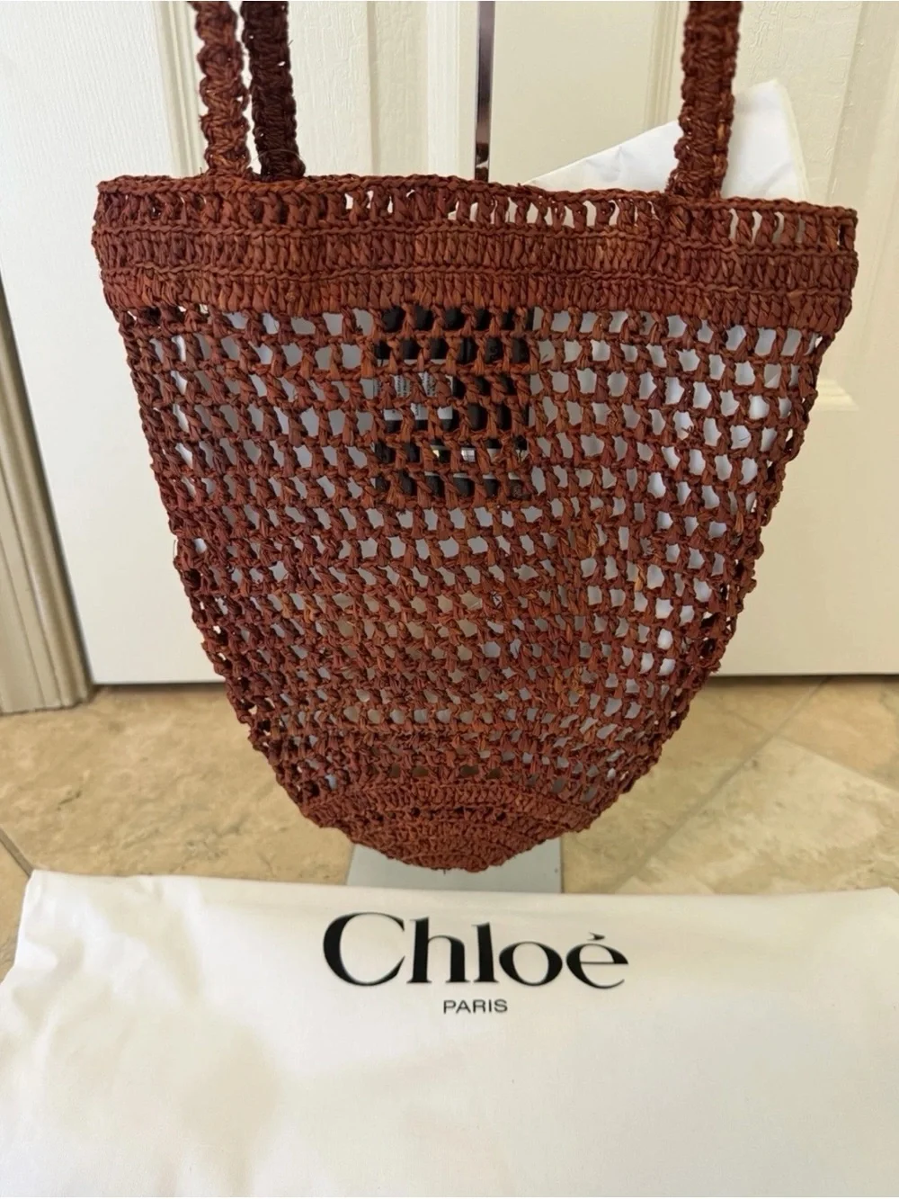 Chloe small summer Banana crocheted raffia tote